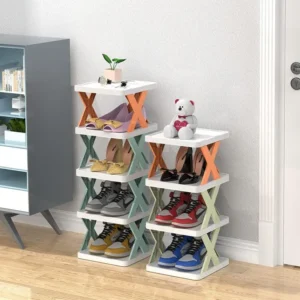 6 Layer Shoe Rack Design Lightweight Adjustable Plastic Foldable Shoe Cabinet