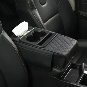 PU leather car center console armrest cushion, thick memory cotton with cup holder